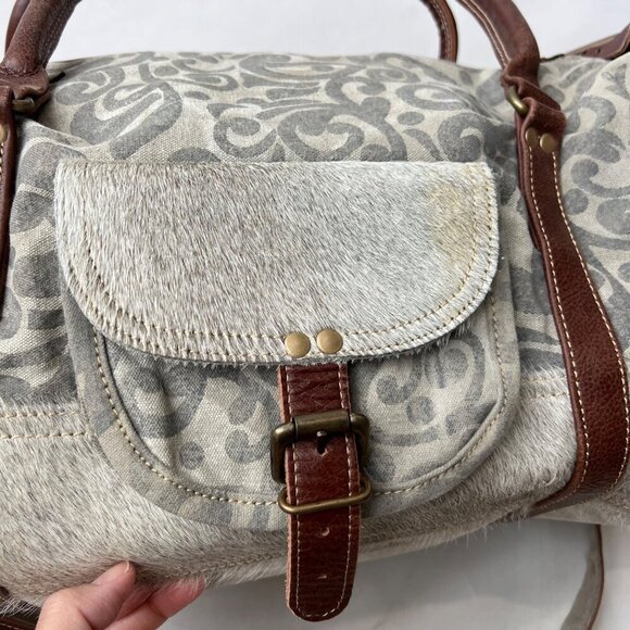 COPY - Myra bag Floral prints canvas hair-on leather weekender bag - Picture 8 of 14